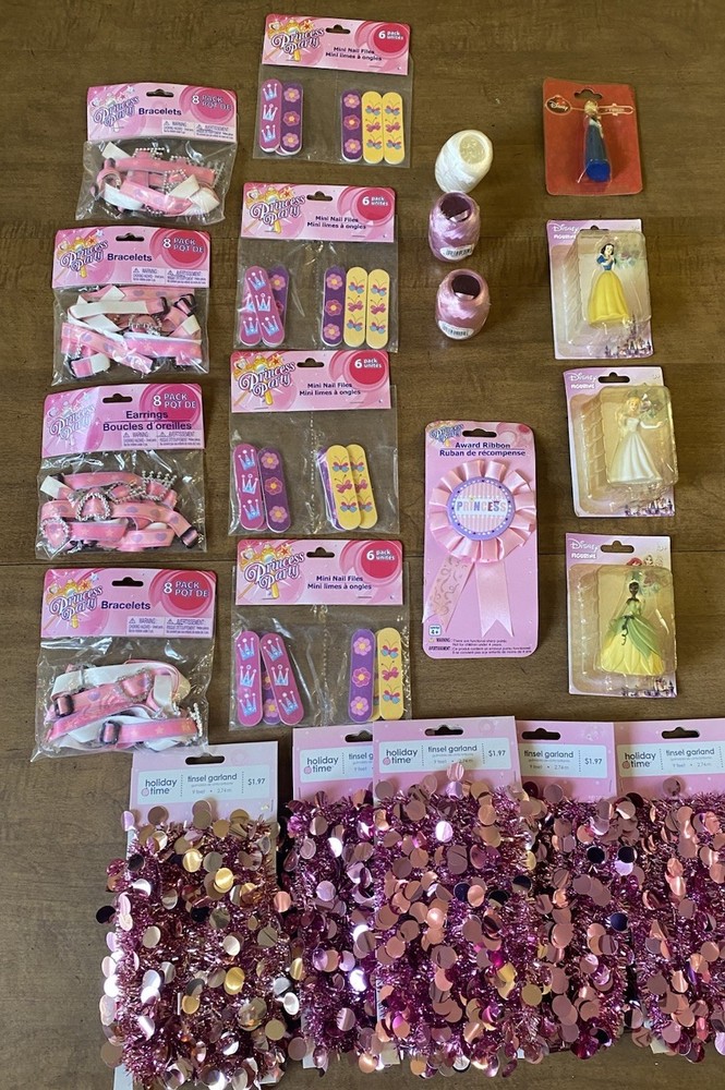 Disney Princess Birthday Party Decorations Figurines, Favors, Garland Pink Pin