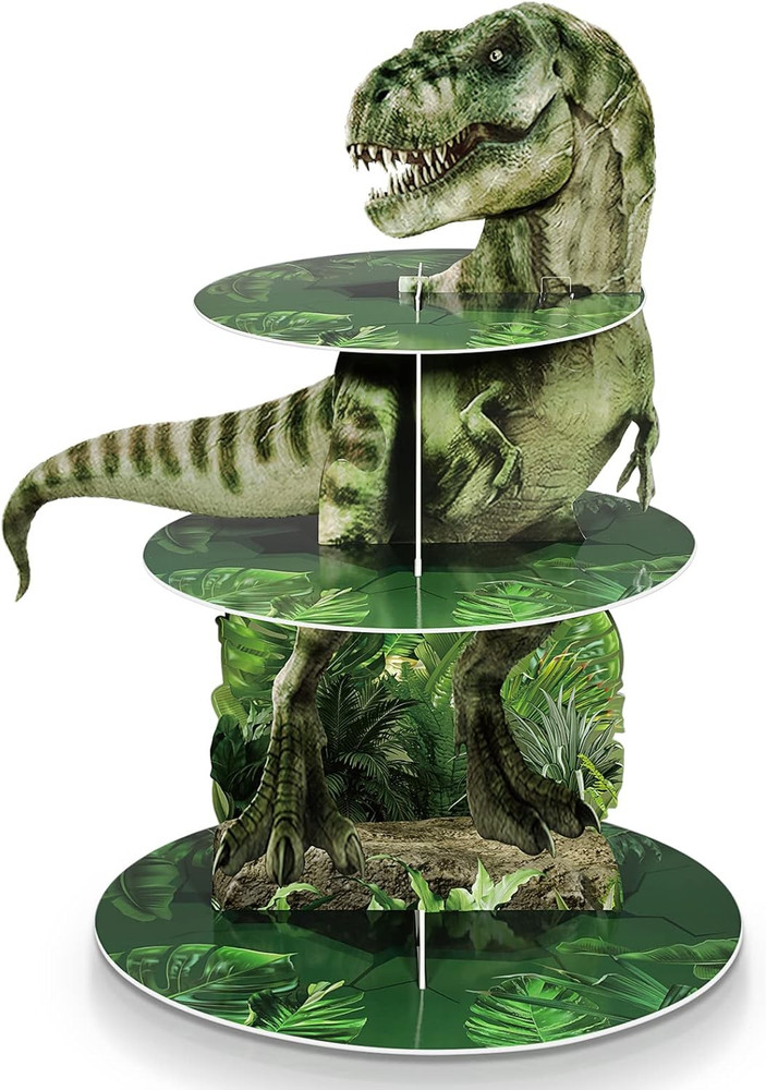 3 Tier Dinosaur Cupcake Stand Party Decorations Dinosaur Theme Cupcake Holder De