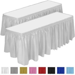 2 Pack Table Skirts, 29 in x 14 ft Each, Multi Pack -BPA Free- Plastic Tables…