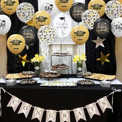 75 Pack Graduation Party Decorations Balloons Set – 12 Inch Black Gold