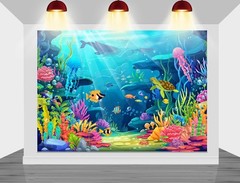7x5ft Under the Sea Backdrop Little Mermaid Ocean Theme Party Decorations for
