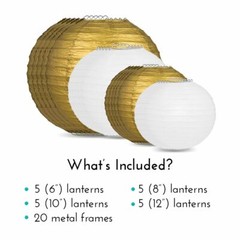 Ultimate 20-Piece Gold Variety Paper Lantern Party Pack – Assorted Sizes of 6″,