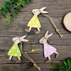 6 Pieces Easter Bunny Hanging Decorations with Rope for Home Indoor Hotel