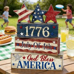 Versatile Independence Day Block Decoration – Wooden 1776 Table Centerpiece