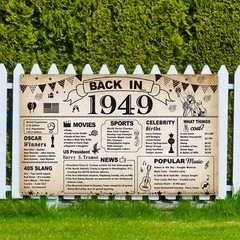 76th Birthday Party Decorations, Vintage Back in 1949 Banner 76th Birthday