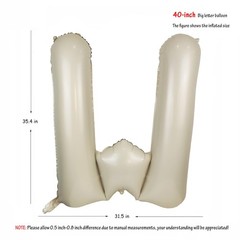 40 In Cream White Letter W Balloons Big Alphabet Foil Word Balloon Beige Larg…