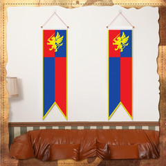 4 Ft Medieval Fantasy Pull-Down Banner with Lion Design Hanging Party Bunting Ba