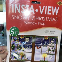 Snowy Christmas Insta-View Window Prop 3′ 2″ x 5′ 2″ – Party Indoor/outdoor