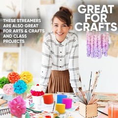 6 Rolls (2 pack for 12 total) of Party Streamers in Different Colors Red Blue
