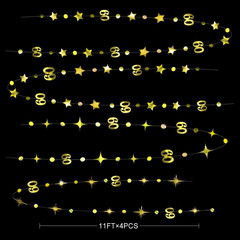 Gold 60Th Birthday Decorations Number 60 Circle Dot Twinkle Star Garland Metalli