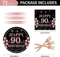 90th Birthday Snack/Dessert Disposable (Plates, Napkins, Forks)
