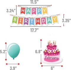 Happy Birthday Bulletin Board Set, 20 Pcs, Decorations for Birthday