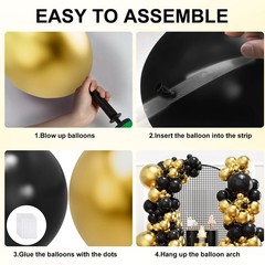 YMSZ Black and Gold Balloons, Black and Metallic Gold Balloons