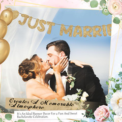 Pre Strung Just Married Banner Glitter Wedding Party Banner No DIY Just Married