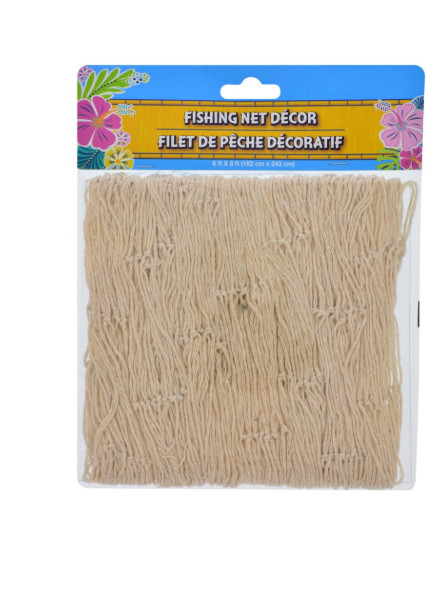 Luau FISH NET NETTING Decoration for Beach Pool Party Tiki Bar ~ 6×8 ft ~Natural