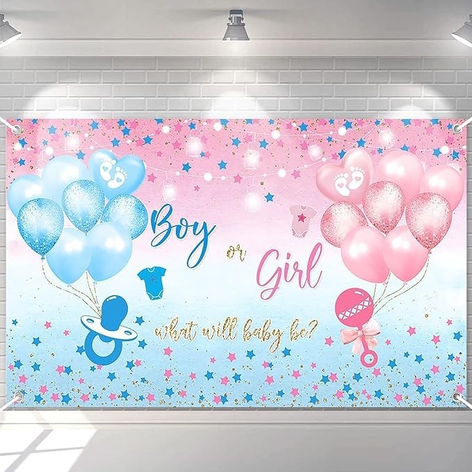 Gender Reveal Backdrop 7.3ft x 5.9ft Telon de Fondo Revelacion de Genero