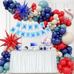149pcs Baseball Balloons Arch with Navy Blue Red Sand White Balloons for Grad…