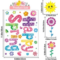 8 Sheets Spring Flowers Window Clings, Happy Spring Flower Bird Stickers Colorfu