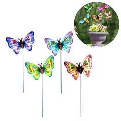 4x Colourful Butterfly Garden Stake Decor Garden Art Ornament Outdoor Decoration