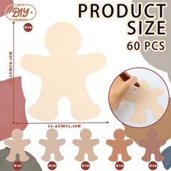 60PCS 5.6 Inch People Paper Cutouts, Multiple Colors, Multicultural, Diversity