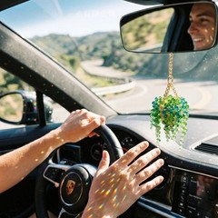 Rearview Mirror Hanging Basket Decor Beaded Pendant for Car Interior 15cm
