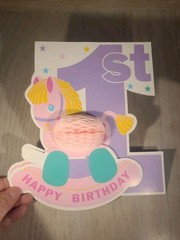 Vintage 1st Birthday Honeycomb Centerpiece Pink Pony Rocking Horse Amscan Korea