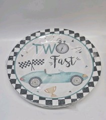 Two Fast Birthday Decor Package for Boys Girls Dinner Plates and Cake Topper