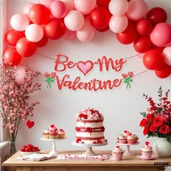 Red Glitter ‘Be My Valentine’ Banner – 10 Feet, No DIY | Valentine’s Day Decor