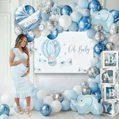 Vidal Crafts 139 PCs Elephant Baby Shower Decorations Boy, Themed Baby Boy Sh…