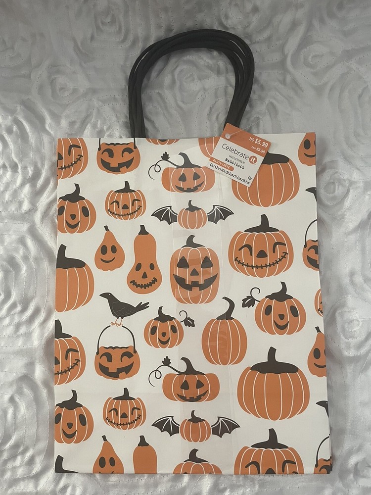 Halloween Party Pumpkin Jack O’Lanterns Gift Bag Trick Or Treat Sack Set Of 4