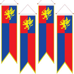4 Ft Medieval Fantasy Pull-Down Banner with Lion Design Hanging Party Bunting Ba