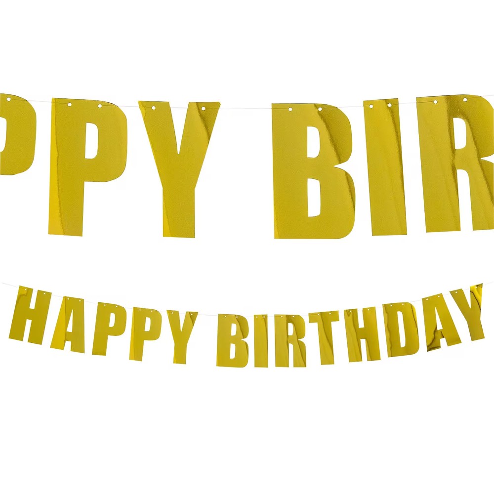 Fun Express 7 ft. Gold Foil Happy Birthday Ready-to-Hang Garland Decoration
