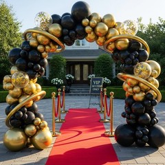 Black and Gold Balloon Arch Kit – 114 Pcs Black and Gold Balloons Garland wit…