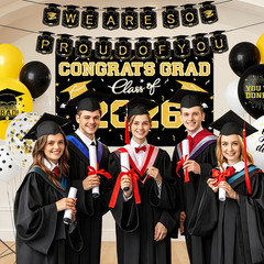 Graduation Decorations 2026 Themed Set – All-In-One Party Supplies with Backdrop