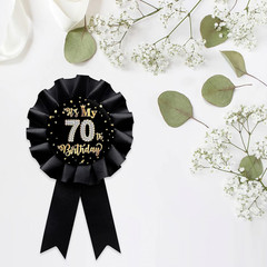 Black It’S My 70Th Birthday Tinplate Badge Pin, Happy 70Th Birthday Man or Woman