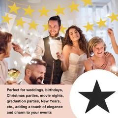 80 Pcs Black Stars Cutouts, 6 Inch Double Printed Paper Stars Cutout