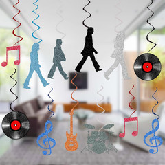 Rock and Roll Party Decorations 60S Retro Rock Music Party Streamers Hanging Swi