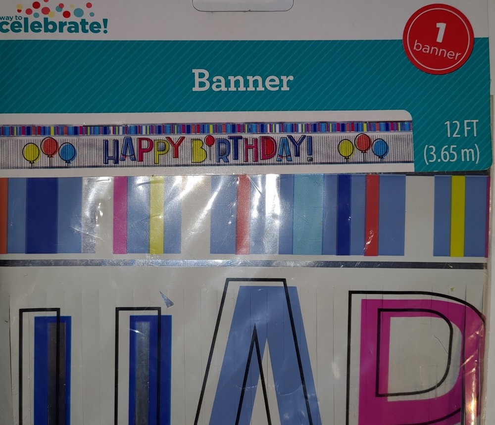 Celebrate Happy Birthday 1 Banner 12 Ft Long : New : Fast ShipOut : Order Today
