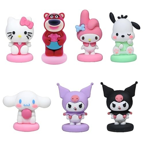 7pc Cute Anime Figurines Cake Topper, Kids Girl Happy Birthday Party Decoration