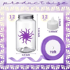 12 Sets Princess Sun Lantern with LED Candles for Centerpieces Purple Princes…