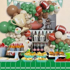 Football Balloon Arch Kit, 131Pcs Sage Green Brown Balloon Garland for Rugby