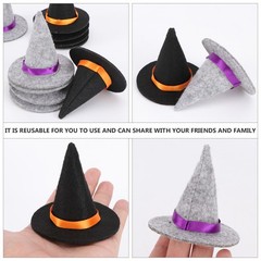 10pcs Mini Felt Witch Hats Handmade Wine Bottle Decor for DIY Hair Accessories
