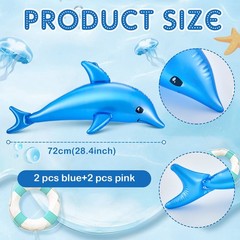 4 Pcs Inflatable Dolphin 28.4 Inch Blow up Dolphin Pool Toy Inflatable Sea An…
