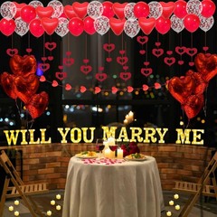 Will You Marry Me Light Up Letters Proposal Decorations, 14Pcs 6.3″ Sign with…