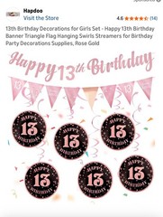 13th happy birthday hanging swirls and streamers