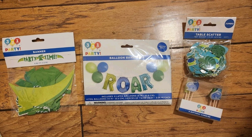 Dinosaur Themed ROAR Birthday Party Supplies Banner, Candles +More FREE SHIPPING