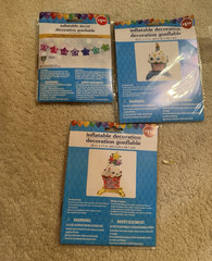 Birthday Cupcake Inflatable Decorations, Multicolor Plastic, 3-Pack 25 x 17 in