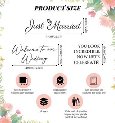 3 Pcs Welcome to Our Wedding Mirror Sign Decal,Vinyl Lettering Size1, Black