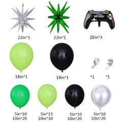144Pcs Video Game Balloon Arch Garland Kit Green Black Silver Explosion Star …
