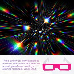12 Pack 3D Diffraction Glasses Firework Diffraction Grating Pink